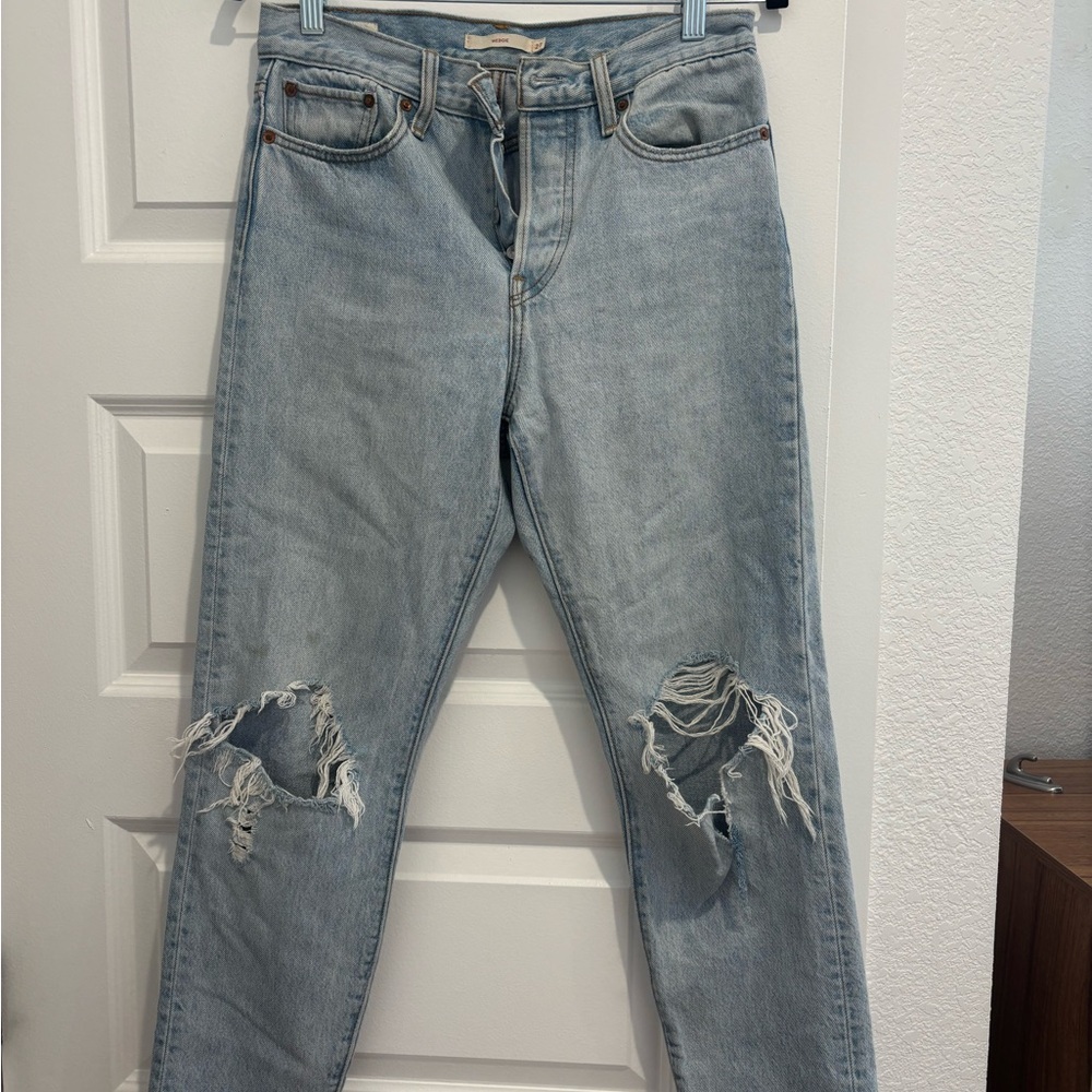 Levi's Light Blue Ripped Boyfriend Jeans